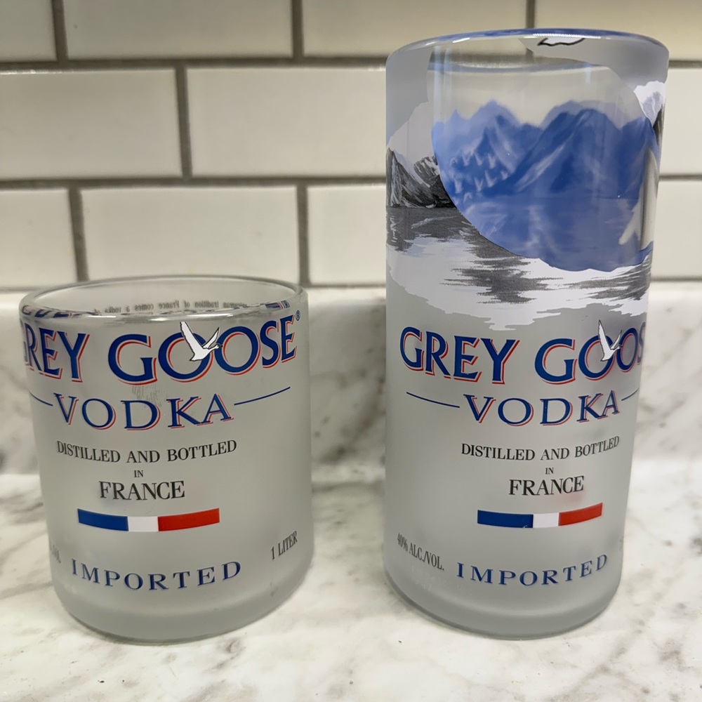 NWOT Grey Goose Vodka Glass Set - Blue and Gray
